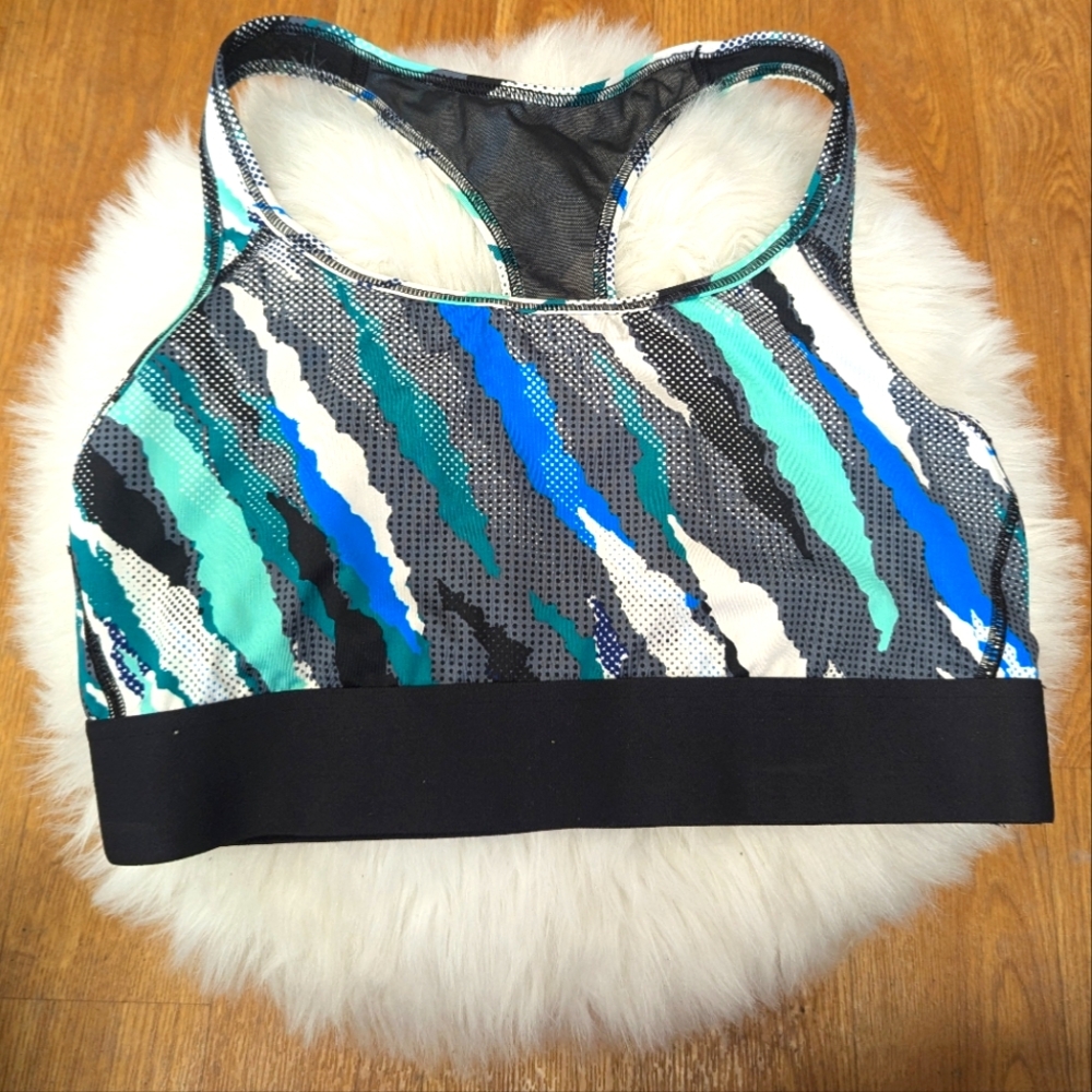 Victoria's Secret Sport The Player Racerback Sports Bra Blue Teal Gray